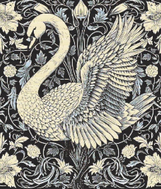 Swan Cross Stitch Pattern | Art Nouveau Floral Embroidery (PDF Pattern ...