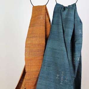 Indigo Natural Dye Desi Wool Silk Indian Scarf from Sarli village Bhuj India Gujurat