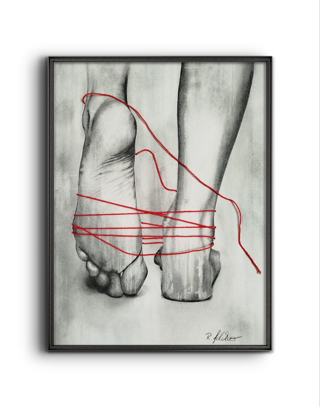 Original Drawing With Graphite Pencils, Graphite Powder and Thread on ...
