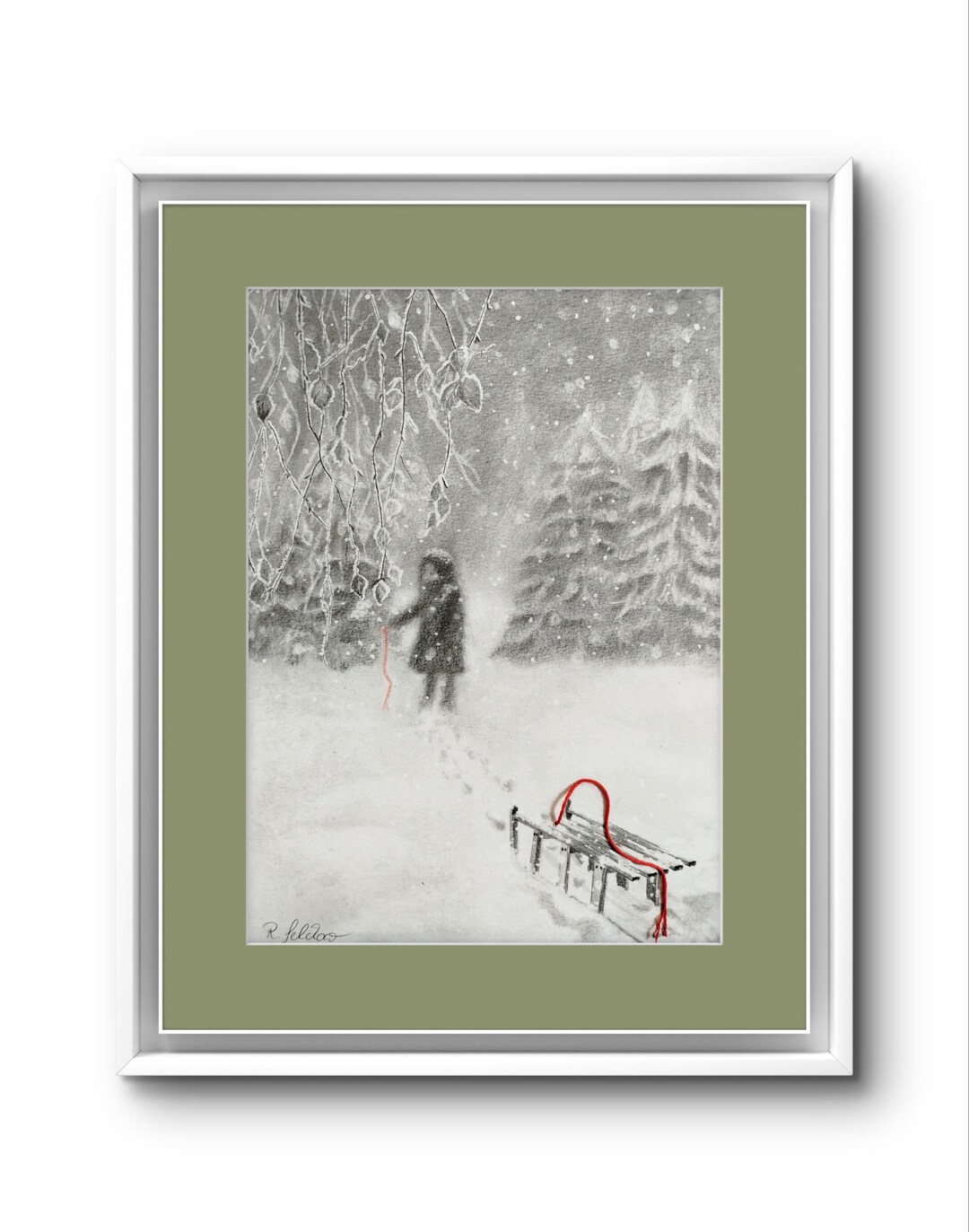 Original Drawing With Graphite Pencils, Graphite Powder and Thread on ...