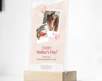 Panneau acrylique personnalisé pour la fête des mères (avec support en bois)