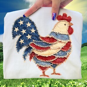 Haan faux USA patchwork png, 4 juli digitale download
