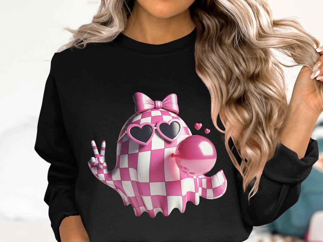 Cute Girly Ghost Blowing Bubble PNG Cute Ghost Fall Shirt Sublimation ...