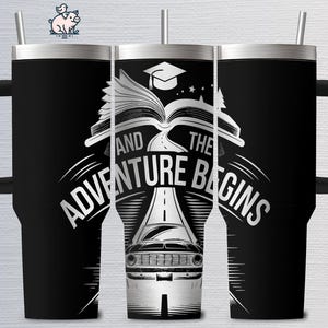 Grawerowanie laserowe svg i png pliki do pobrania, grawerowanie 40oz Tumblers, Tumbler Wrap, projekt przygody ukończenia szkoły, produkt cyfrowy