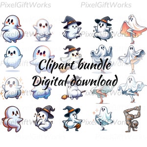 There's Some Horrors In This House PNG Clip Art Bundle Set Funny Halloween PNG Retro Cute Funny Ghost Mummy Witch Spooky Vibes Pumpkin Spice