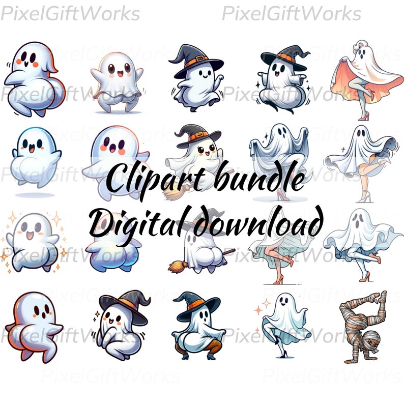 There's Some Horrors In This House PNG Clip Art Bundle Set Funny Halloween PNG Retro Cute Funny Ghost Mummy Witch Spooky Vibes Pumpkin Spice