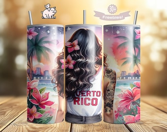 Puerto Rico Tumbler Wrap: Ragazza caraibica PNG (download digitale)