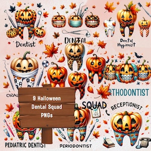 Paquete PNG de dentista, Dientes de otoño de Acción de Gracias, Equipo dental, Higienista, Asistente, Pediatría, Ortodoncia, Oral, Clipart de odontología de Halloween