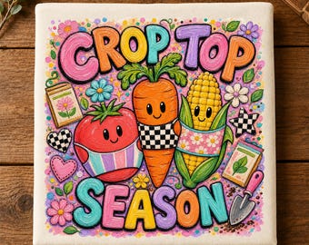 Funny Garden Vegetables PNG, Summer Crop Top Design (Digital Download)