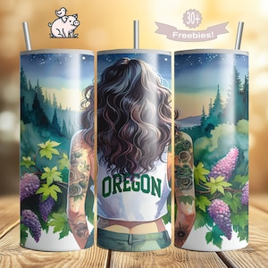 Oregon Tumbler Wrap, Beaver State Girl 20oz Skinny PNG, Collegiate Sublimation Design 20oz Seamless Digital Download File