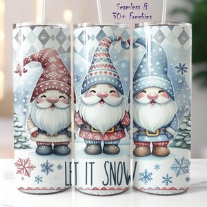 Christmas Gnome Tumbler Wrap: Let It Snow Design (Digital Download)