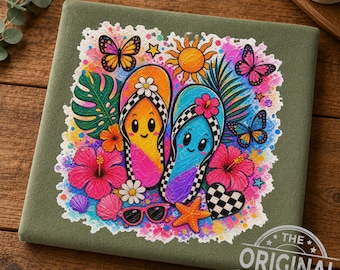 Summer Flip Flops PNG | Cheerful Beachy Y2K Art (Digital Download)