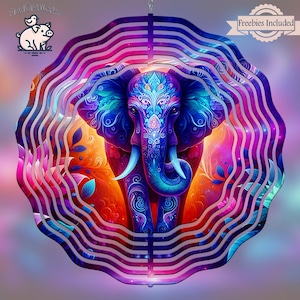 Elephant Wind Spinner PNG, Elephants Sublimation Design, Windspinner Digital Download, Square And Round File, Makes Great DIY Gift, Yard Art