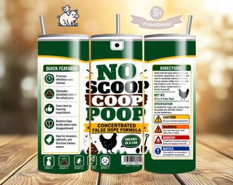 Funny Chicken Coop Poop Tumbler Wrap PNG | Farm Life Humor (Digital Download)