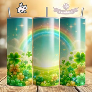 St. Patrick&#39;s Day Tumbler Wrap: Lucky Shamrock Design (Digital Download)