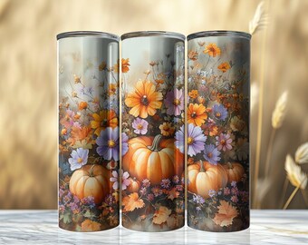 Gobelet floral d'automne : fleurs de citrouille d'automne (téléchargement numérique)