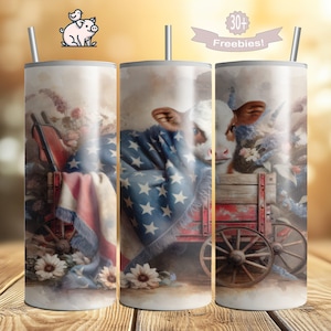 Manta de vaso con diseño de vaca patriótica: manta con bandera estadounidense, PNG rústico (descarga digital)