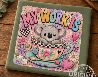 Koala Tea Quality PNG Sublimation Graphic Art File (Digital Download)