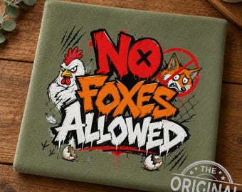 Funny Farm Life Rooster Fox Art, Graffiti Style DTF Print (Digital Download)