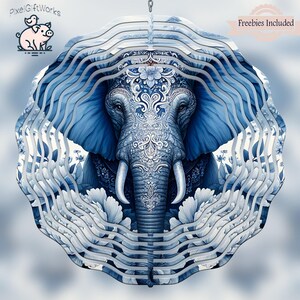 Elephant Wind Spinner PNG, Elephants Sublimation Design, Windspinner Digital Download, Square And Round File, Makes Great DIY Gift, Yard Art