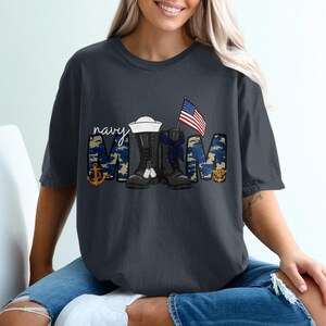 Navy Mom Sublimation Design, Camo Letters, Patriotic Boots (Digital Download) image 3