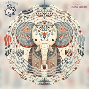 Elephant Wind Spinner PNG, Elephants Sublimation Design, Windspinner Digital Download, Square And Round File, Makes Great DIY Gift, Yard Art