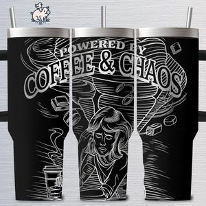 Coffee and Chaos Tumbler Wrap Design: Laser Engraving SVG PNG (Digital Download)