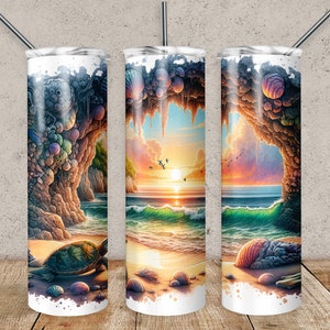 Beach Tumbler Wrap Tumbler Png Ocean Sublimation Design 20oz Skinny Tumbler Straight Png Tumbler Template Summer Tumbler Wrap File Cracked