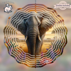 Elephant Wind Spinner PNG, Elephants Sublimation Design, Windspinner Digital Download, Square And Round File, Makes Great DIY Gift, Yard Art