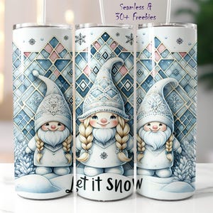 Christmas Gnome Tumbler Wrap: Let It Snow 20 Oz Skinny Design (Digital Download)