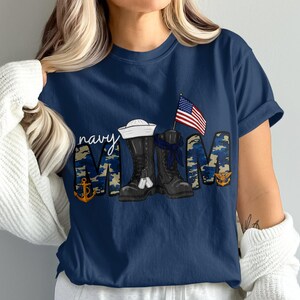 Navy Mom Sublimation Design, Camo Letters, Patriotic Boots (Digital Download) image 8