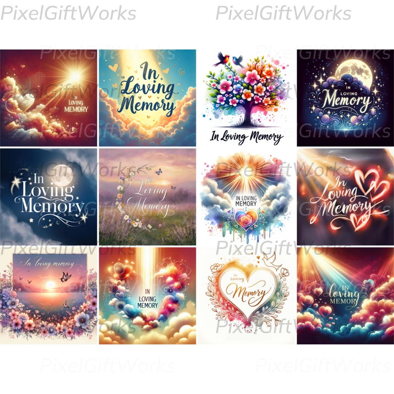 In Loving Memory PNG Bundle: Funeral Remembrance Designs (digital ...