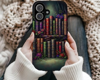 Funda de teléfono con estantería floral PNG: Diseño gótico para celular inteligente (descarga digital)