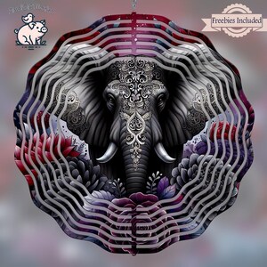 Elephant Wind Spinner PNG, Elephants Sublimation Design, Windspinner Digital Download, Square And Round File, Makes Great DIY Gift, Yard Art