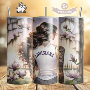Louisiana Tumbler Wrap: Pelican State Girl, 20oz Skinny Design (Digital Download)