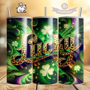 St. Patrick&#39;s Day Tumbler Wrap: Lucky Shamrock Design (Digital Download)