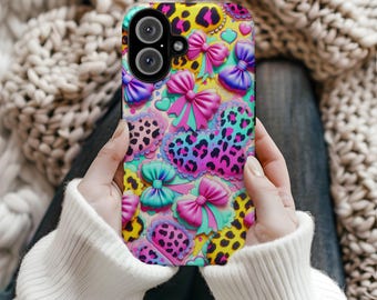 Leopard Bow Phone Case PNG: Sublimation Design (Digital Download)