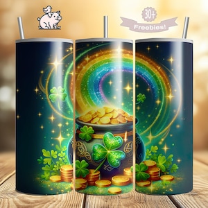 St. Patrick&#39;s Day Tumbler Wrap: Shamrock Lucky Green Design (Digital Download)