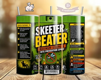 Skeeter Beater Tumbler Wrap | Funny Bug Spray Mosquito PNG (Digital Download)