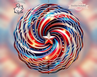 Patriotic Wind Spinner PNG: 4th of July Star Design (Digital Download)