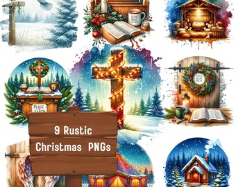Rustic Nativity Scene PNG Bundle: Christian Christmas Designs (Digital Download)