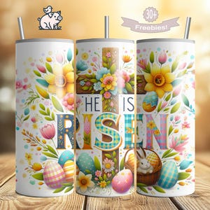 He Is Risen Easter Tumbler Wrap, Christian Sublimation PNG Design, Rustic Rugged Cross Digital Download, Jesus The Savior Lives 20oz File