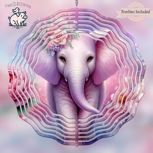 Elephant Wind Spinner PNG, Elephants Sublimation Design, Windspinner Digital Download, Square And Round File, Makes Great DIY Gift, Yard Art