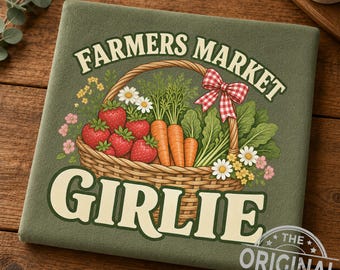 Farmers Market Girlie PNG, Produce Basket Sublimation Design (Digital Download)