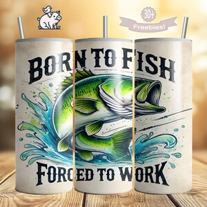 Fishing Tumbler Wrap PNG, 20oz Skinny Tumbler, Bass Fisherman, Father&#39;s Day Sublimation Digital Download Design, Fish 20 Oz File, DIY Gifts