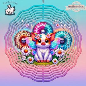 Cute Piglet Wind Spinner PNG, Sublimation Design Digital Download, DIY Pig Lover Gift, Popular Designer, Artful Garden Art, Porch Decorating