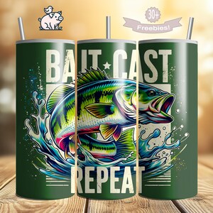 Fishing Tumbler Wrap PNG, 20oz Skinny Tumbler, Bass Fisherman, Father&#39;s Day Sublimation Digital Download Design, Fish 20 Oz File, DIY Gifts