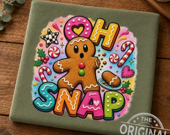 Oh Snap Gingerbread Christmas PNG, Funny Holiday Sublimation Design (Digital Download)