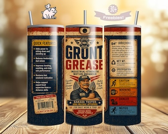 Grunt Grease Dad Tumbler Wrap PNG | Funny Dad Humor Sublimation Design (Digital Download)