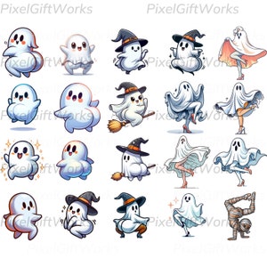 There's Some Horrors In This House PNG Clip Art Bundle Set Funny Halloween PNG Retro Cute Funny Ghost Mummy Witch Spooky Vibes Pumpkin Spice